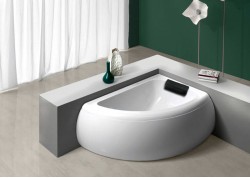 Bañera sin hidromasaje angular con faldón PARIS Derecha