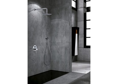 Conjunto baño empotrado completo serie MILAN cromo pared-ambiente