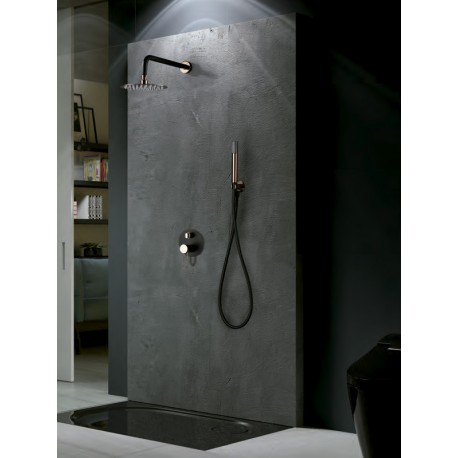 Conjunto baño empotrado completo serie MILAN negro mate/ oro rosa-ambiente