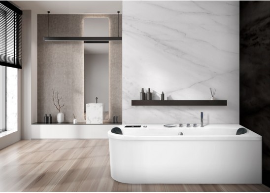 Bañera de hidromasaje angular derecha con faldón CORINTO