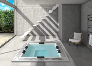 Spa 6 plazas cuadrado con rebosadero ref.6014 empotrado