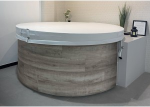 Spa redondo 5 plazas ref. 5010 con faldón madera y cubierta térmica