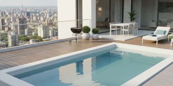 Mini piscina en terraza: peso y carga por m²