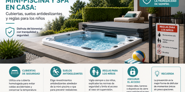 Seguridad en minipiscinas y spas en casa: cubiertas, suelos antideslizantes y normas para niños